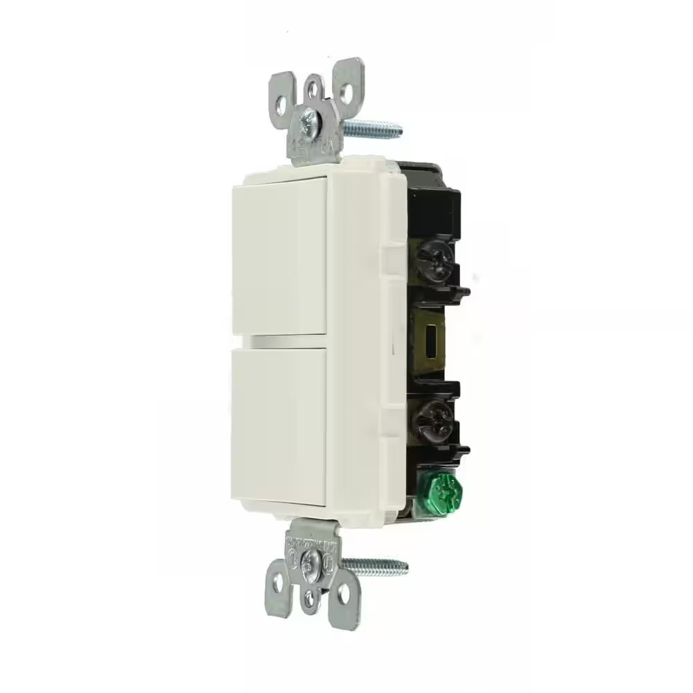 Decora 15 Amp Single Pole Dual Switch, White 5634-WS