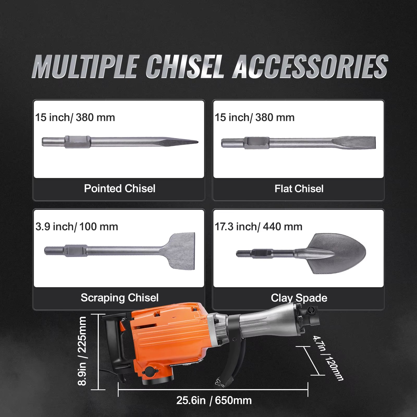 Demolition Jack Hammer 1500W/2200W/3500W Jack Hammer Concrete Breaker Heavy Duty Electric Jack Hammer 2/4Pcs Chisel