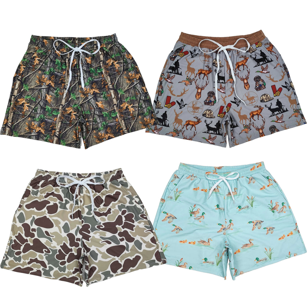 Wholesale Boutique Adult Men Camo Swimming Trunks Beachwear Man Ducks Deer Hunting Shorts Summer Swimwear Pocket Clothing