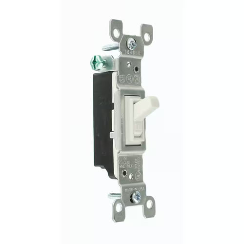 15 Amp Single-Pole Toggle Light Switch, White 1451-2W