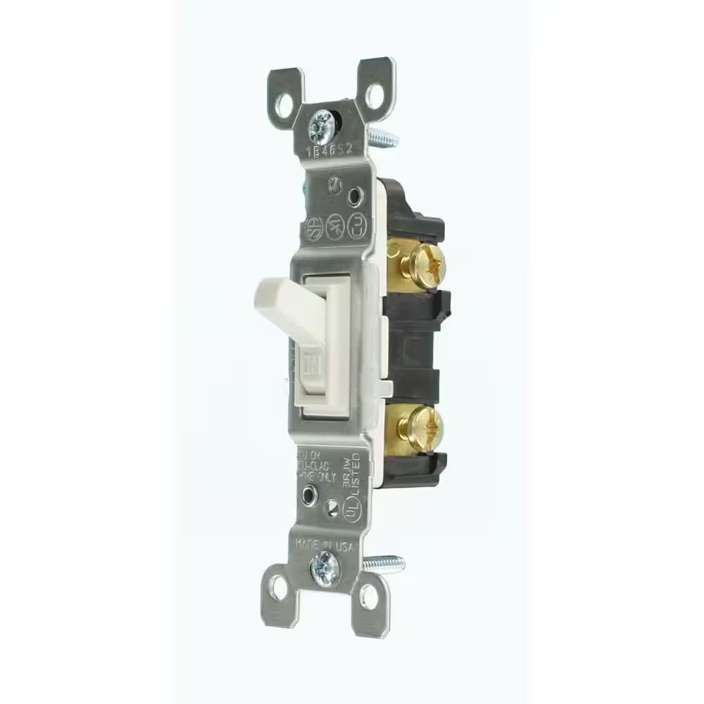 15 Amp Single-Pole Toggle Light Switch, White 1451-2W